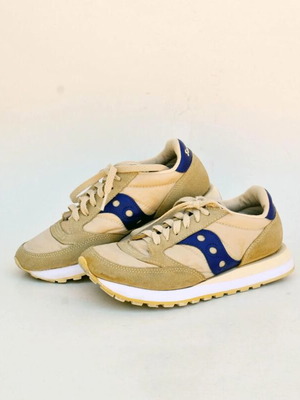 Saucony Y2K Beige Purple Retro 90s Athletic Sneakers, size 38