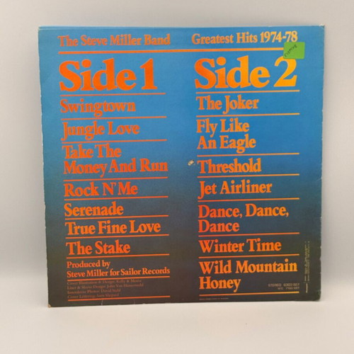 The Steve Miller Band Greatest Hits 1974-78 vinyl record