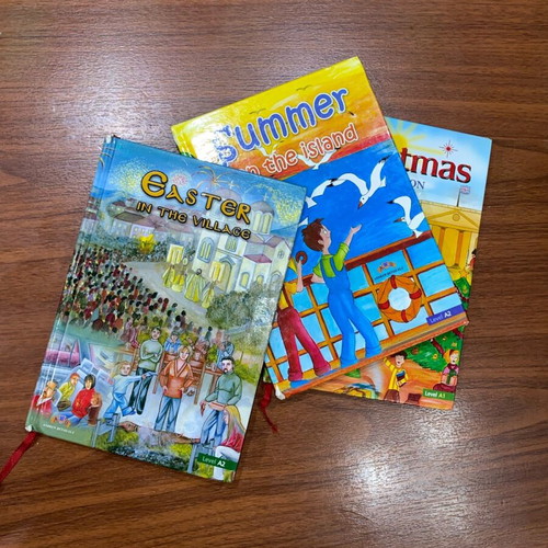 English practice books used, pack of 3 A1 & A2 levels