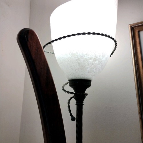 Handmade Tulip Floor Lamp metal and wood like new