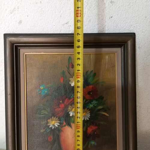 Painted artwork used with flower theme on wood 37x28