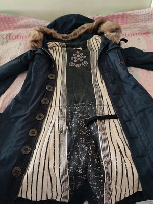 Diesel jacket used, size Small, blue with hood