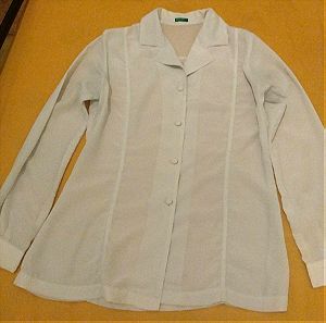 Benetton λευκό πουκάμισο, σατέν, medium