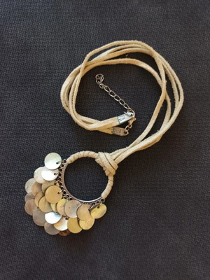 Vintage handmade leather necklace with mother of pearl like new