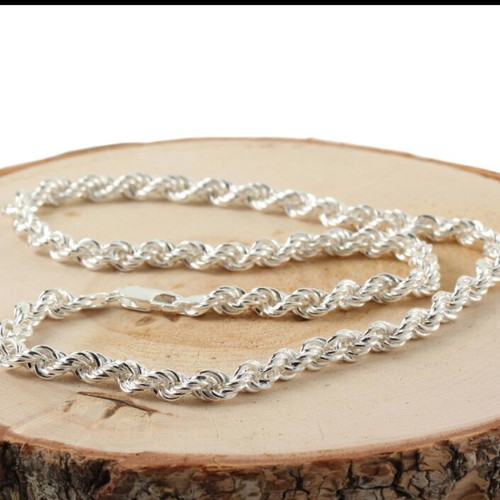 Silver 925 Rope Chain Necklace and Bracelet Set