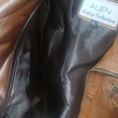 Leather women's jacket like new, size L, brown napa