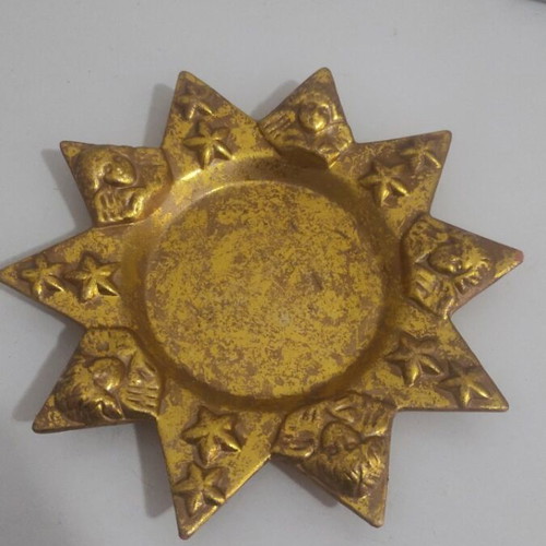Ceramic Christmas decorative plate like new in golden shades