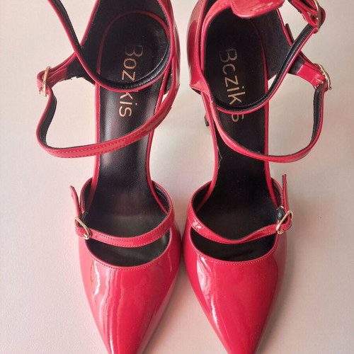Bozikis red stiletto heels with straps new, size 38