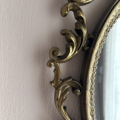 Baroque wall mirror used with gold acanthus leaf frame, polyresin