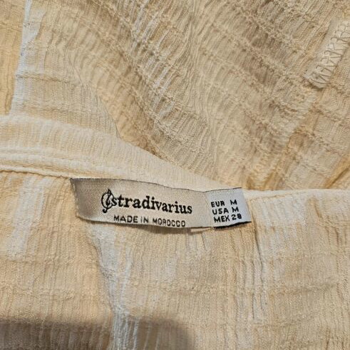Stradivarius beige blouse with puff sleeves