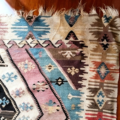 Antique Kilim rug handmade, Turkish, late 19th century, used