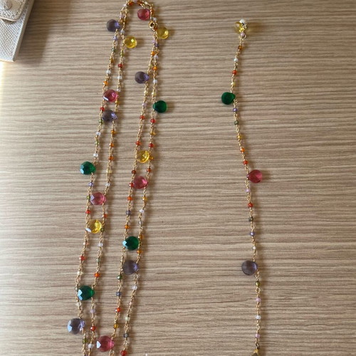 Jewelry set with colorful stones stainless steel gold plated like new
