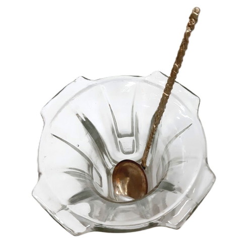 French vintage crystal ice bucket with spoon, like new