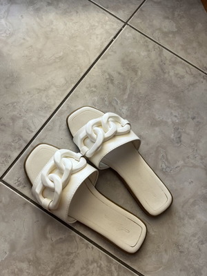 White sandals used, size 36, slip-on style