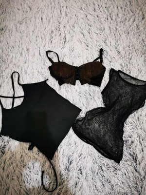 Black blouses like new, 3 pieces with rock style