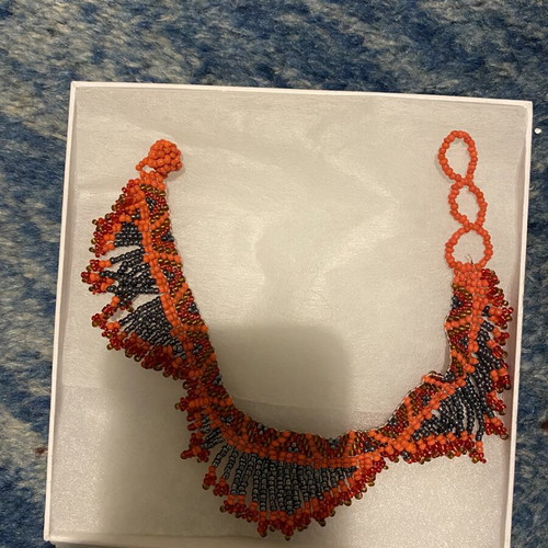 Handmade anklet with orange beads new