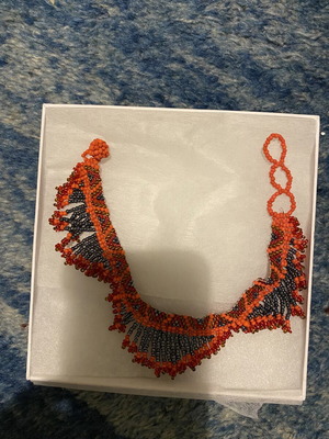 Handmade anklet with orange beads new
