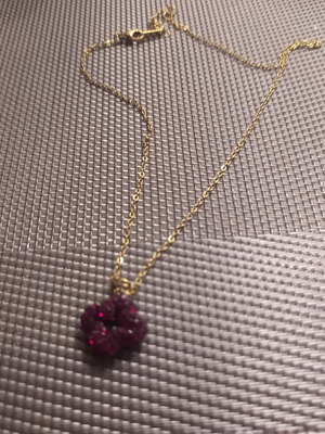 Modern women's cross pendant, red and gold