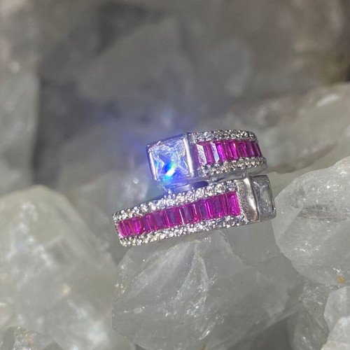 Silver Ring with Natural Ruby and Topaz new