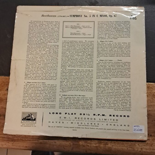 Wilhelm Furtwängler His Master's Voice record, good condition