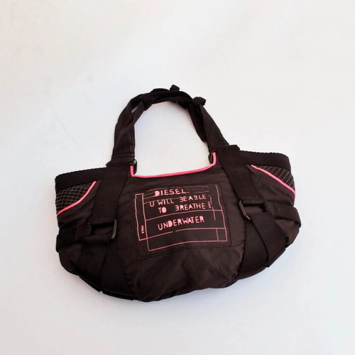 Diesel Vintage Shoulder Bag used, black with pink details Y2K