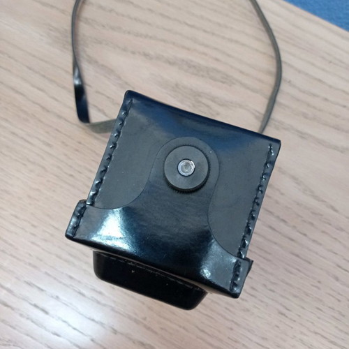 Lubitel 2 camera used with black leather case