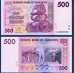  ZIMBABWE 500 DOLLARS P70 2007 BUFFALO AA PREFIX UNC