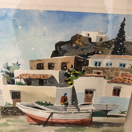 Υδατογραφία (Ύδρα) του Μάνου Σοφιανού μεταχειρισμένη