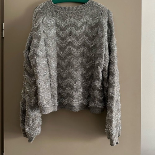 Gigi pullover used, gray with silver stripes, One Size