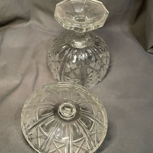Glass vintage carved fondantier like new