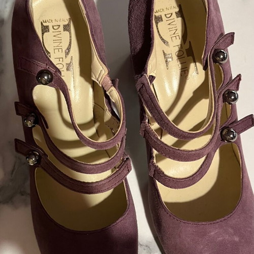 Suede pumps purple like new, size 37, leather