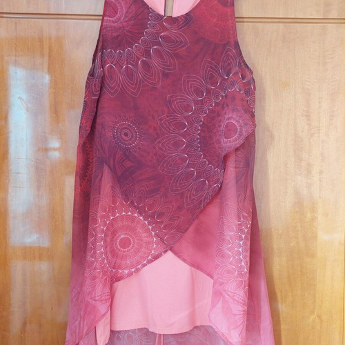 Desigual dress like new, burgundy with inner lining and asymmetric hem