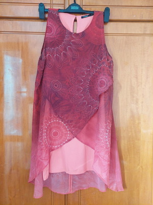 Desigual dress like new, burgundy with inner lining and asymmetric hem