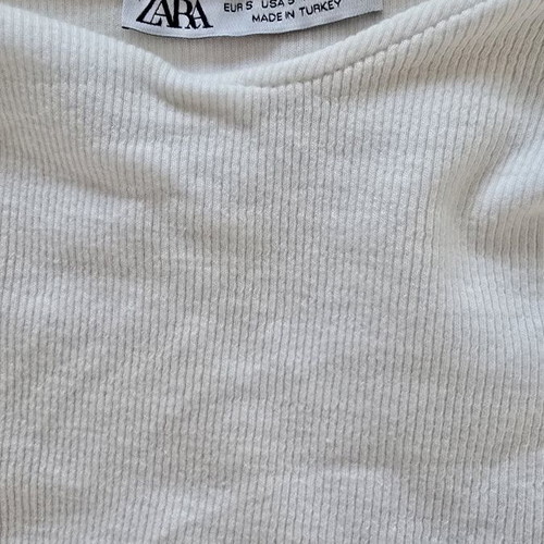 Zara white off-shoulder crop top with puffed eyelet sleeves
