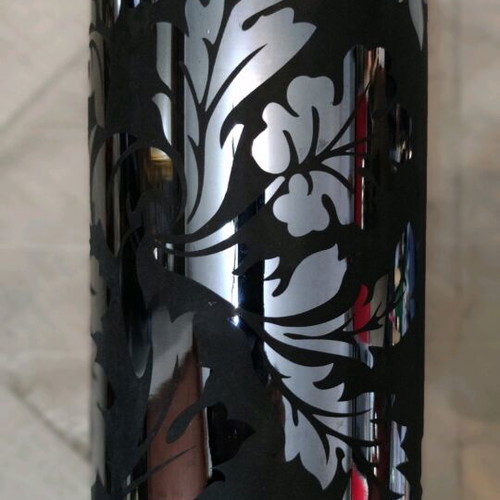 Porcelain vase new black with matte and glossy flowers