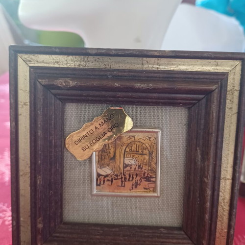 Handmade painting on gold leaf with certificate like new