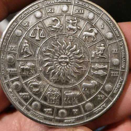 Bronze medal colorized, new, dedicated to the zodiac cycle