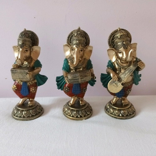 Ganesa statues used, set of 3, 20 cm height