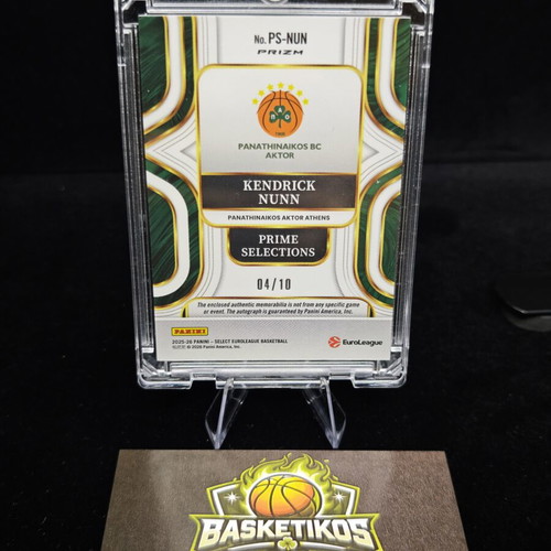 2025-26 Panini Select Euroleague Kendrick Nunn Auto Patch Gold /10 Panathinaikos