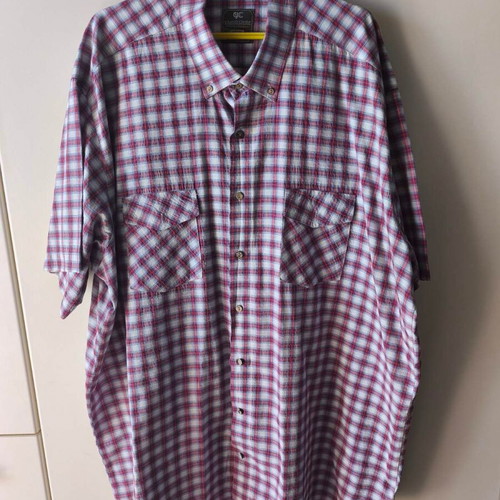Grandchief 6XL red and white checked shirt, short sleeve