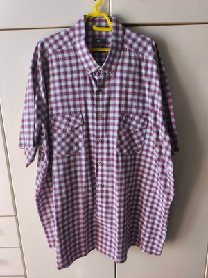 Grandchief 6XL red and white checked shirt, short sleeve