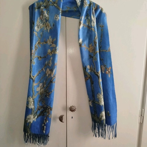 Scarf almond blossom Van Gogh new, blue design