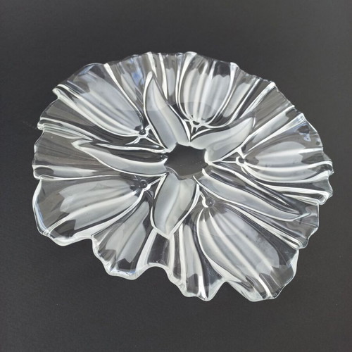 Vintage glass serving platter ortnerviera like new, embossed