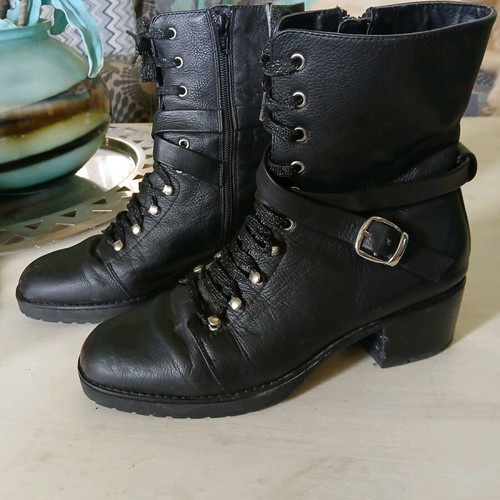 Miista black ankle lace up boots used, size 40, leather