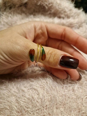 Ring with liquid glass new handmade