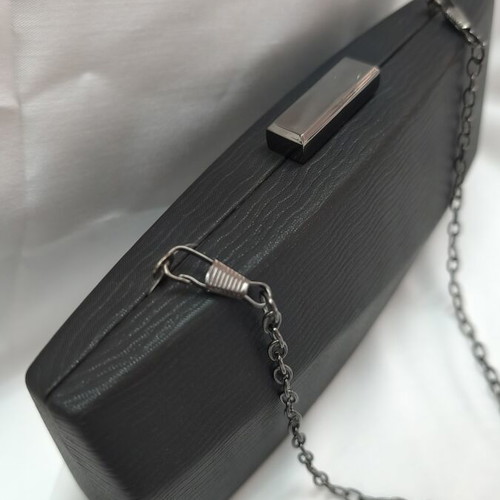 Shoulder bag new, black with chain strap, plastic material