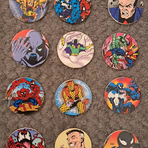 Vintage Marvel POG 1994 used caps, collection of 51 pieces