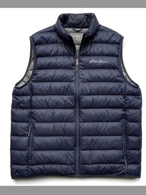 EDDIE BAUER Men's Sleeveless Blue Goose Down Jacket Lightweight - Goose Down ULTRALIGHT - Size L