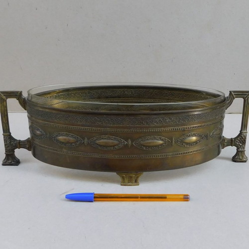 Bronze jardiniere with inner glass, French, about 130 years old