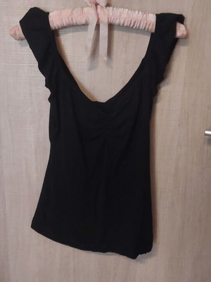 Cotton elastic black blouse like new, size S